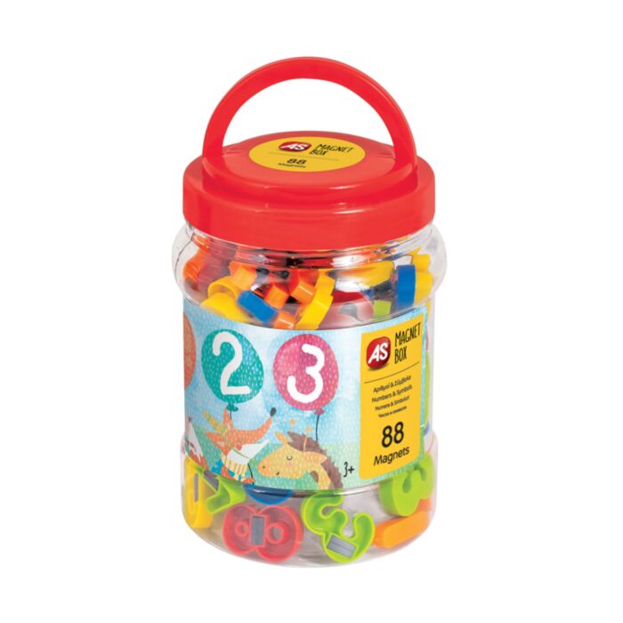 AS Magnet Box 88 Magnets Numbers & Symbols Bucket For Ages 3+