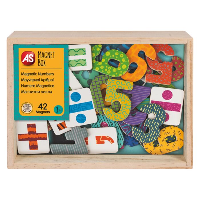 AS Magnet Box Numbers And Arithmetic Symbols 42 Educational Wooden Magnets For Ages 3+