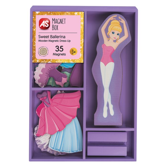 AS Magnet Box Sweet Ballerina Dress-Up 35 Educational Wooden Magnets For Ages 3+