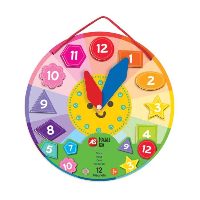 AS Magnet Box Clock 12 Educational Wooden Magnets For Ages 3+