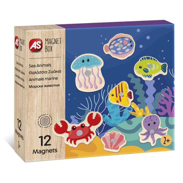 AS Magnet Sea Animals 12 Educational Wooden Magnets For Ages 2+