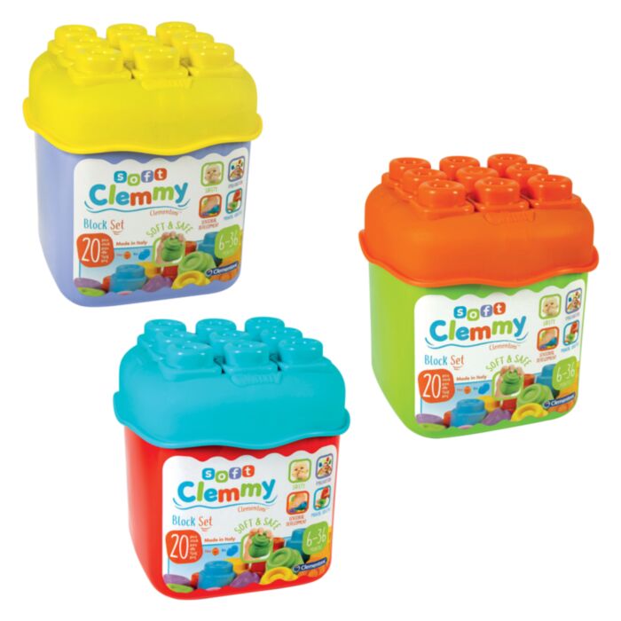 Soft Clemmy Baby Toddler Soft Premium Blocks Bucket 20 pcs For 6-36 Months