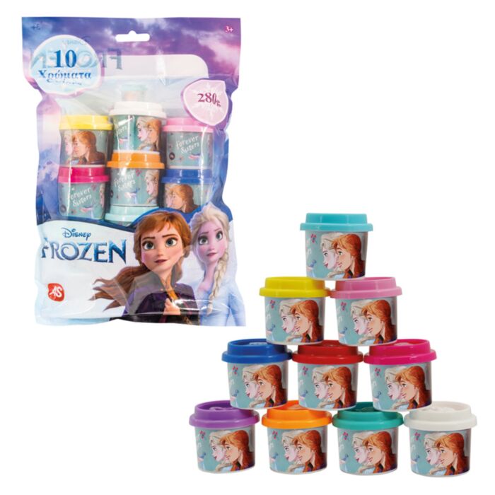 AS Dough Disney Frozen Polybag With 10 Pots And 3D Caps 280gr For Ages 3+