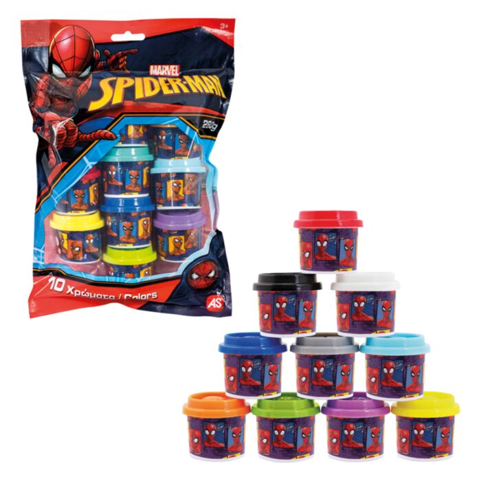 AS Dough Marvel Spiderman Polybag With 10 Pots And 3D Caps 280gr For Ages 3+