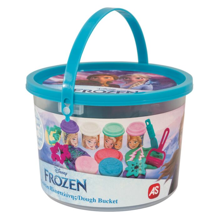 AS Dough Disney Frozen Bucket With 4 Pots - 3D Caps And 8 Tools 200gr For Ages 3+