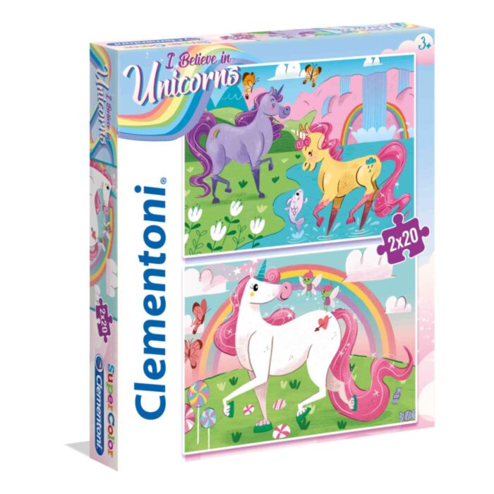 Clementoni Kids Puzzle Super Color I Believe In Unicorns 2x20 pcs