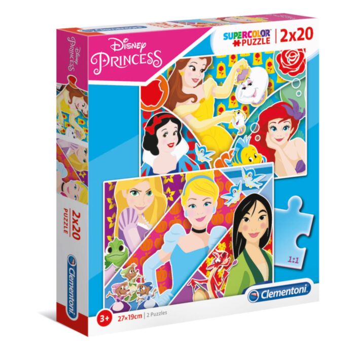 Clementoni Kids Puzzle Super Color Disney Princess 2x20 pcs