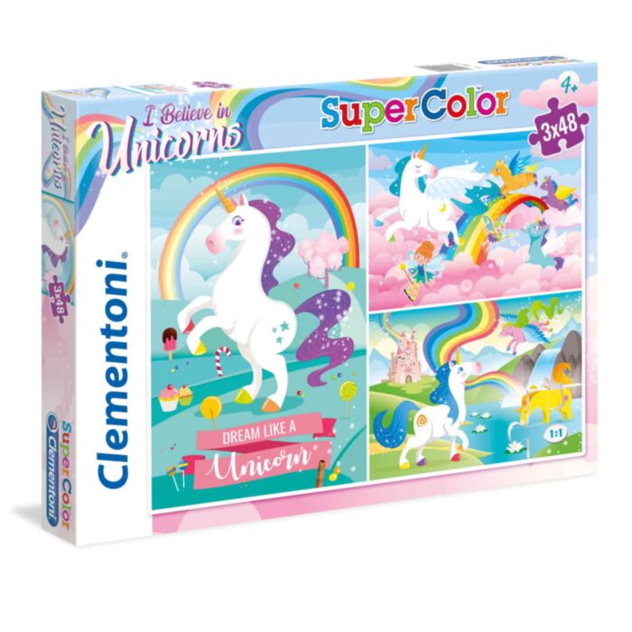 Clementoni Παιδικό Παζλ Super Color I Believe In Unicorns 3x48 τμχ