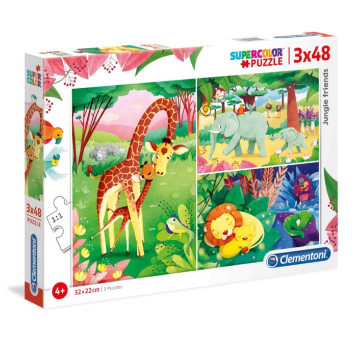 Clementoni Kids Puzzle Super Color Jungle Friends 3x48 pcs