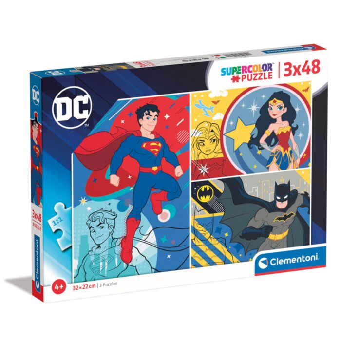 Clementoni Kids Puzzle Super Color DC Comics 3x48 pcs