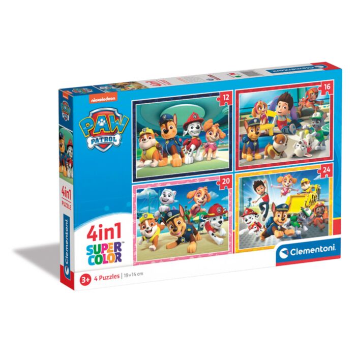 Clementoni Kids Puzzle 4 in 1 Supercolor Nickelodeon Paw Patrol 12-16-20-24 pcs