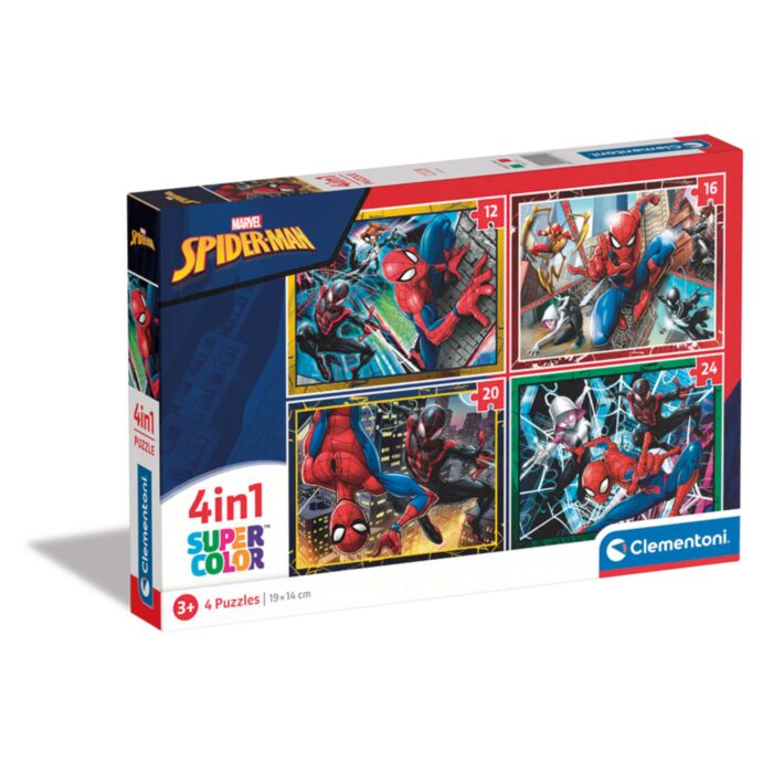 Clementoni Kids Puzzle 4 in 1 Supercolor Marvel Spiderman 12-16-20-24 pcs