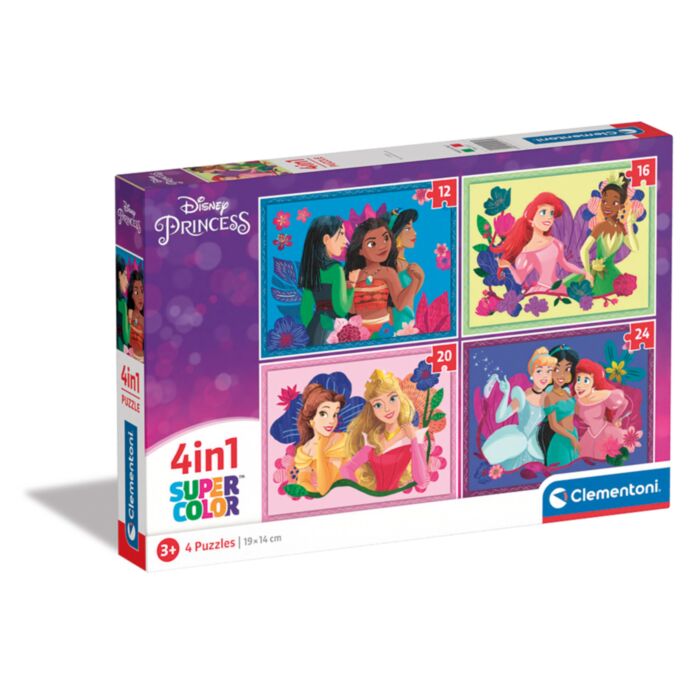 Clementoni Kids Puzzle 4 in 1 Supercolor Disney Princess 12-16-20-24 pcs