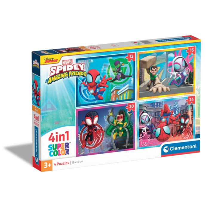 Clementoni Kids Puzzle 4 in 1 Super Color Marvel Spidey And His Amazing Friends 12-16-20-24 pcs