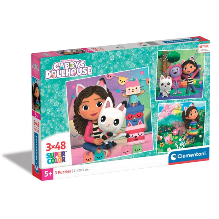 Clementoni Kids Puzzle Super Color Gabby's Dollhouse 3x48 pcs