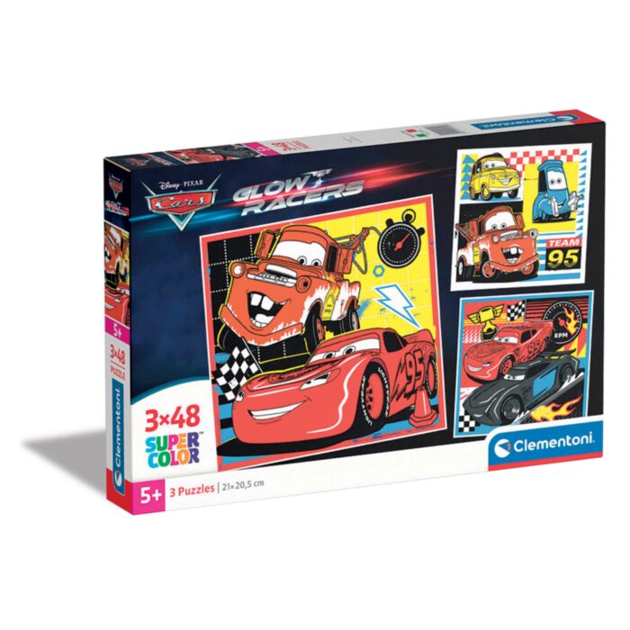 Clementoni Kids Puzzle Super Color Disney Cars Glow Racers 3x48 pcs