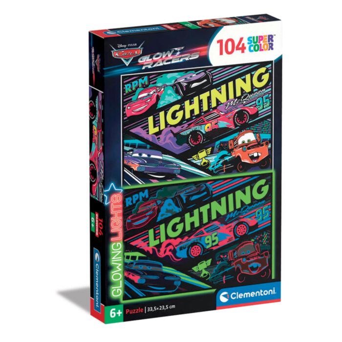 Clementoni Kids Puzzle Glowing Lights Disney Cars Glow Racers 104 pcs