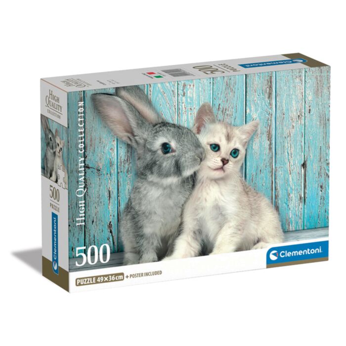 Clementoni Puzzle High Quality Collection Cat And Bunny 500 pcs - Compact Box