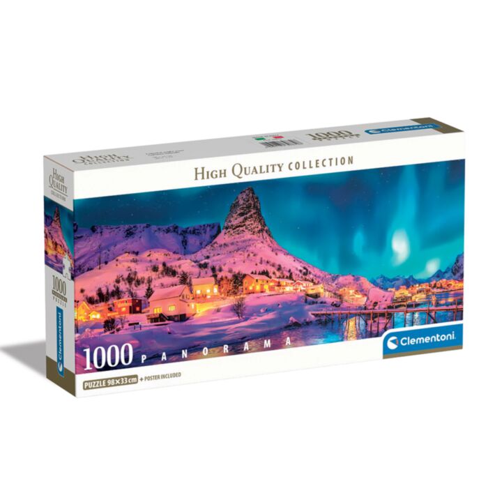 Clementoni Puzzle Panorama High Quality Collection Colorful Night in the Norwegian Islands 1000 pcs - Compact Box