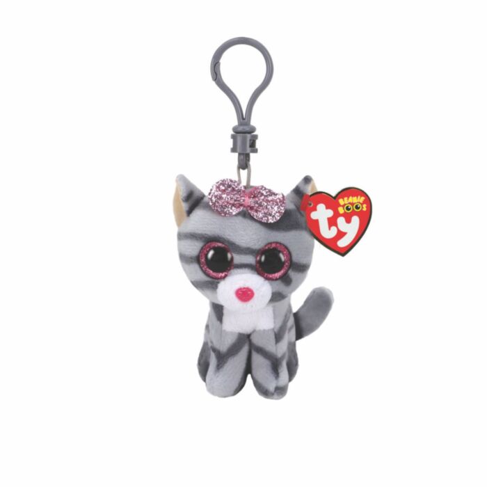 TY Beanie Boos Kiki Plush Clip Kitty Gray 8.5cm