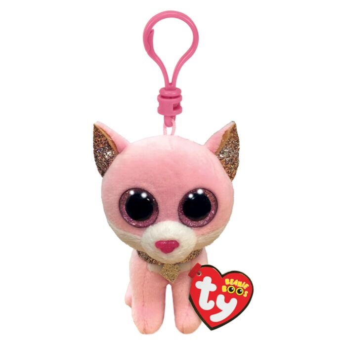 TY Beanie Boos Fiona Χνουδωτό Κλιπ Γατούλα Ροζ 8.5εκ