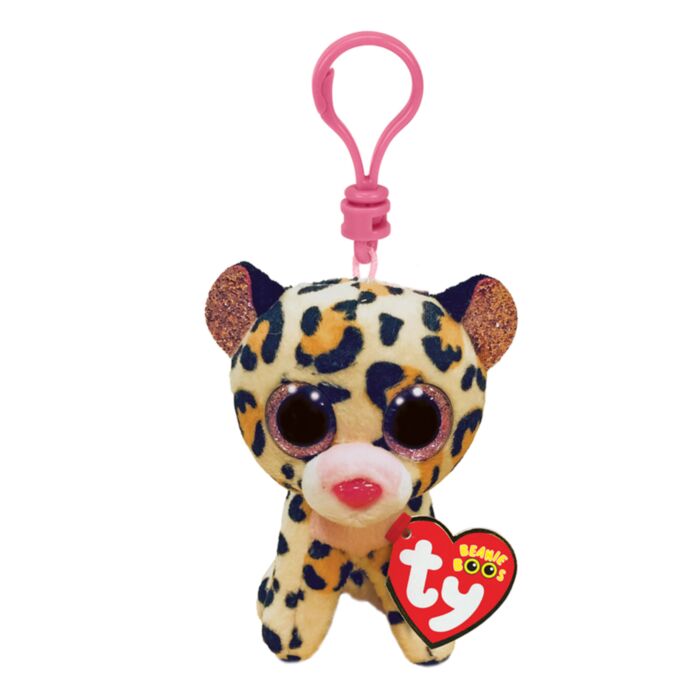 TY Beanie Boos Livvie Plush Clip Leopard Brown And Pink 8.5cm