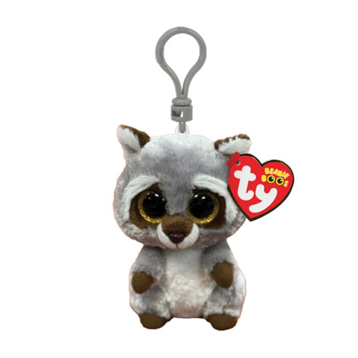 TY Beanie Boos Oakie Plush Clip Raccoon Gray 8.5cm