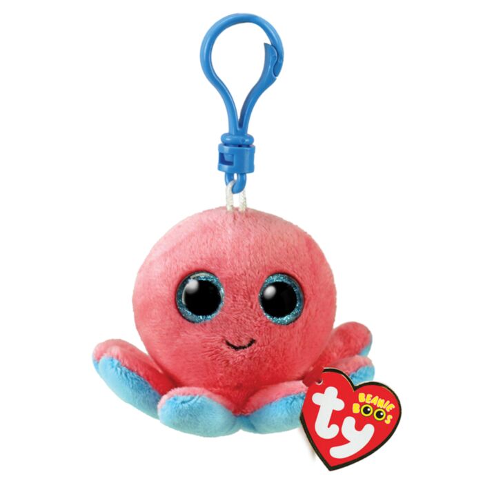 TY Beanie Boos Sheldon Plush Clip Octopus Coral 8.5cm