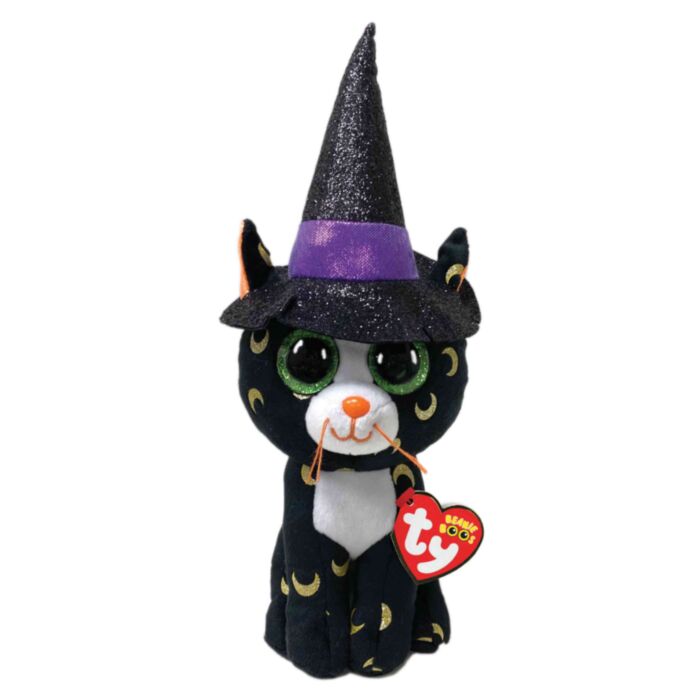 TY Beanie Boos Pandora Plush Kitten With Halloween Hat Black 15cm