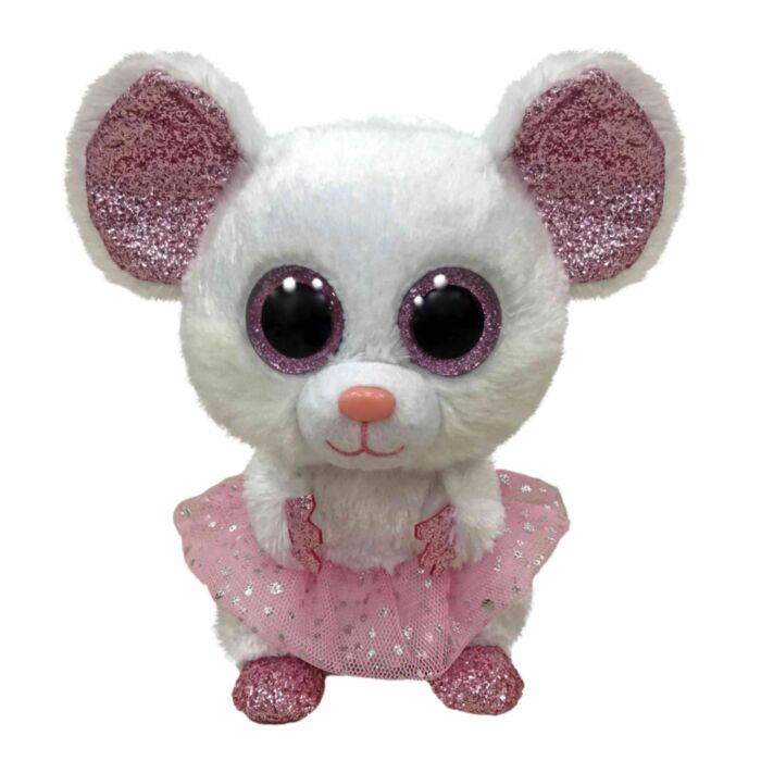 TY Beanie Boos Nina Χνουδωτό Ποντικάκι Με Τουτού Λευκό 15εκ