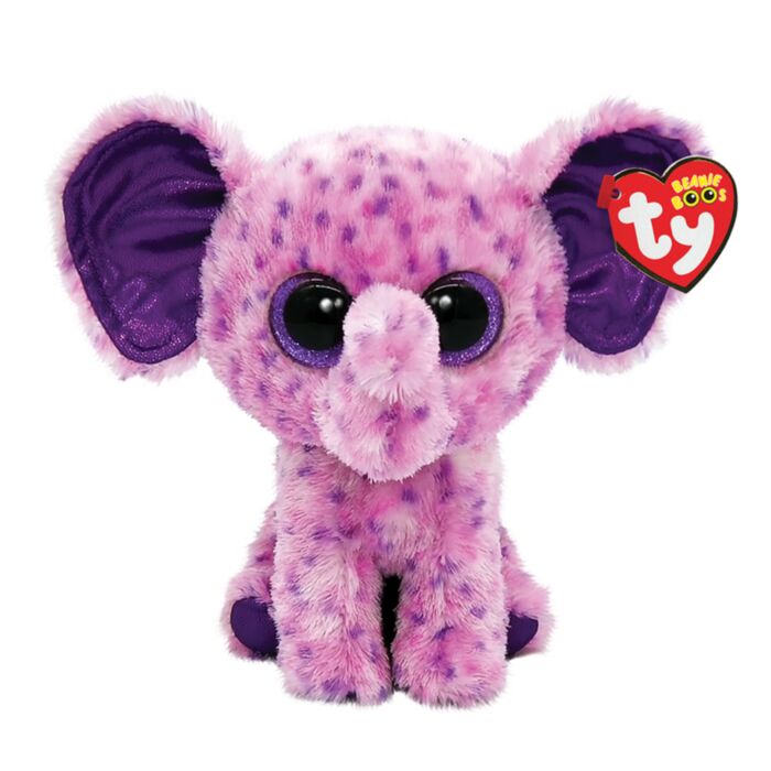 TY Beanie Boos Eva Plush Elephant Purple 15cm