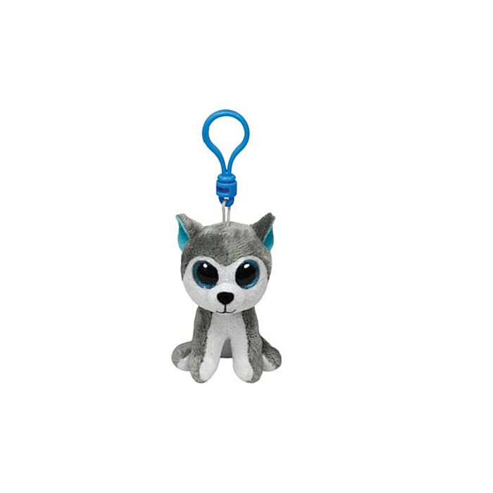 TY Beanie Boos Slush Plush Clip Dog White and Gray 8.5cm