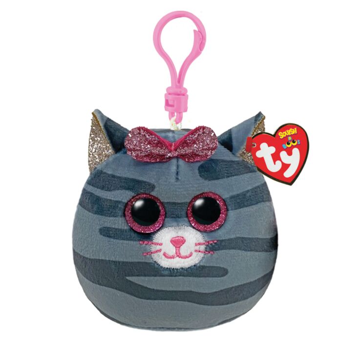 TY Squishy Beanies Kiki Plush Clip Kitty Gray