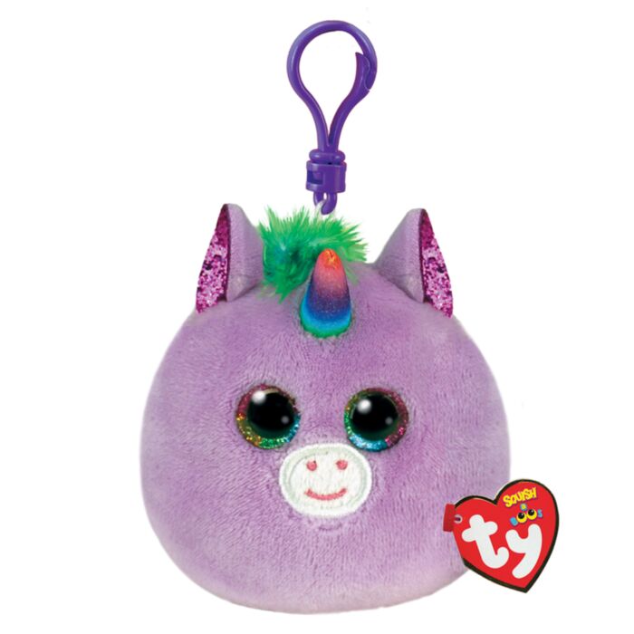 TY Squishy Beanies Rosette Plush Clip Unicorn Purple