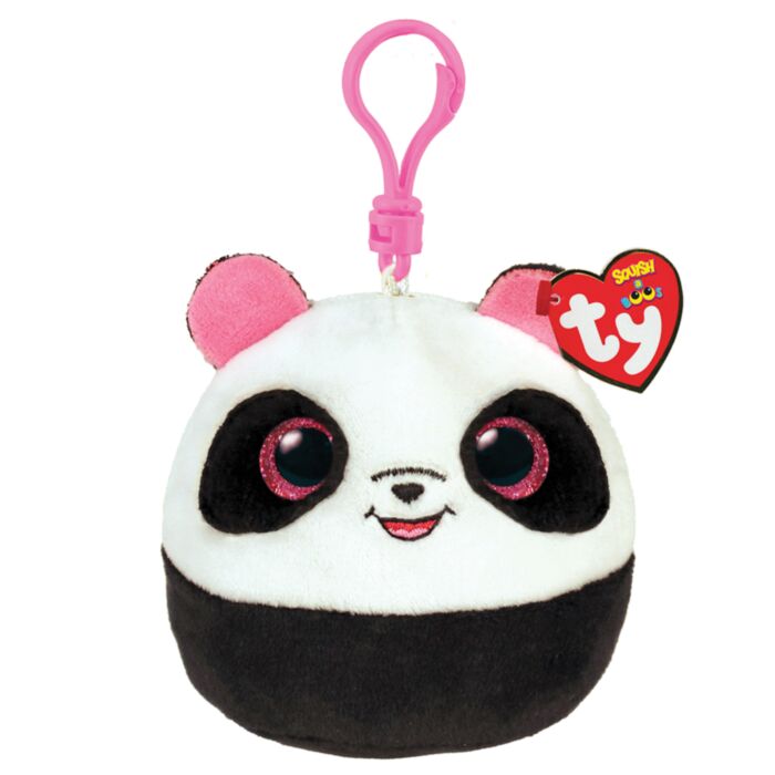 TY Squishy Beanies Bamboo Plush Clip Panda White And Black