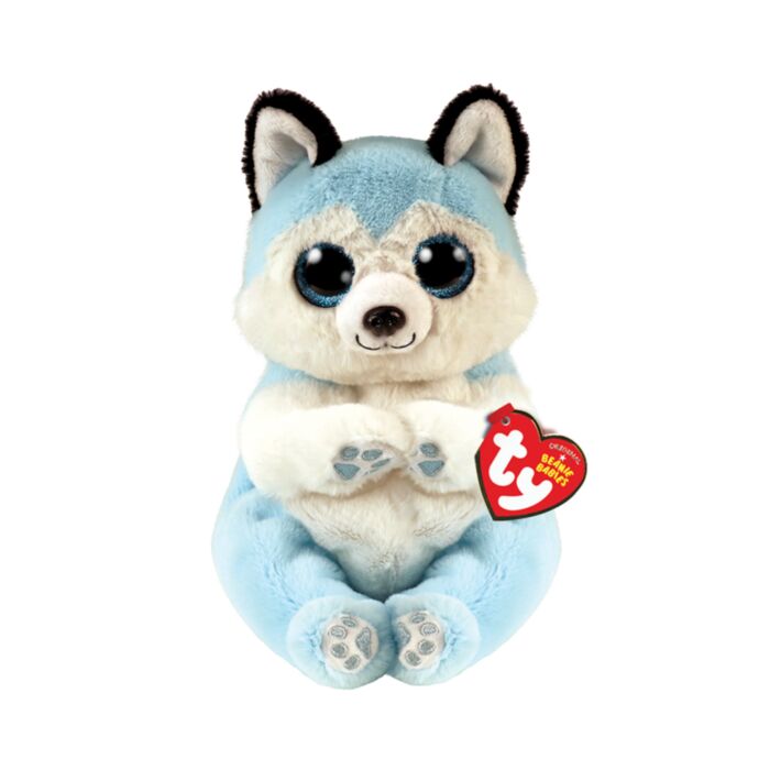 TY Beannie Bellies Thunder Plush Husky Dog Light blue 15cm