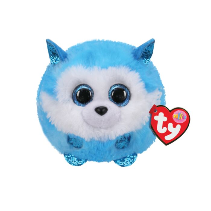 TY Beannie Balls Prince Plush Husky Dog Light blue