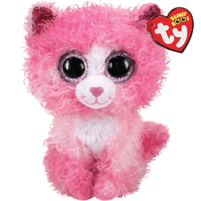 TY Beanie Boos Reagen Plush Cat Pink 23cm