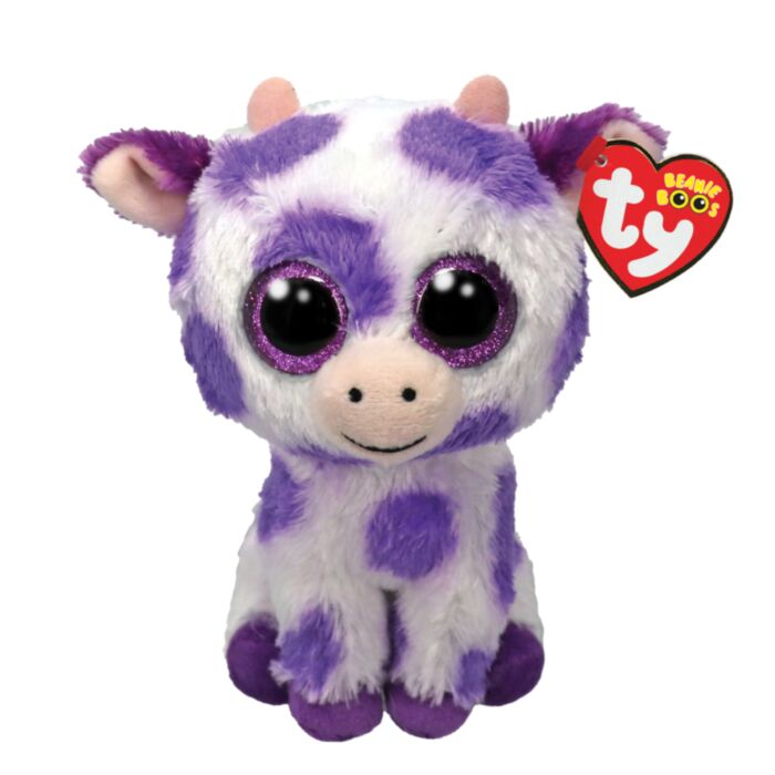 TY Beanie Boos Ethel Plush Cow Purple With Spots 15cm