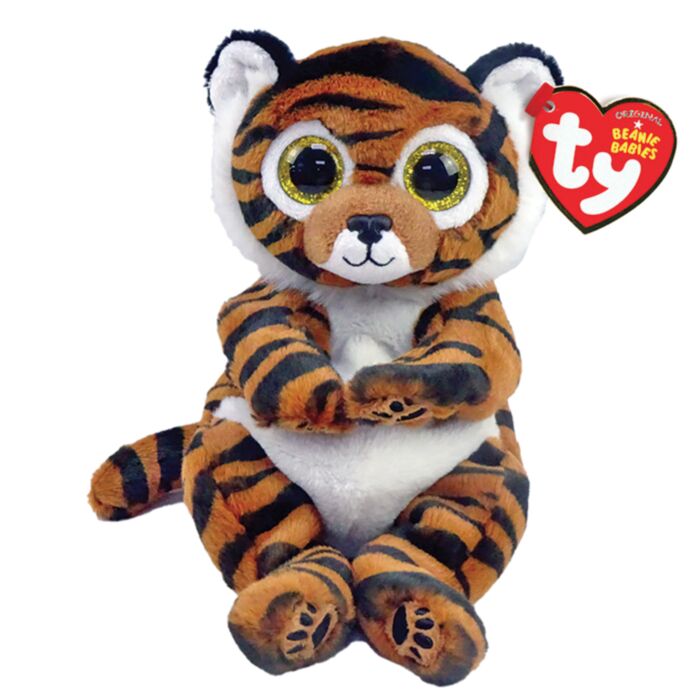 TY Beannie Bellies Clawdia Plush Tiger Brown 15cm