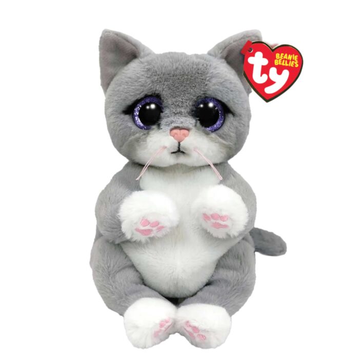 TY Beanie Bellies Morgan Plush Cat Grey 15cm