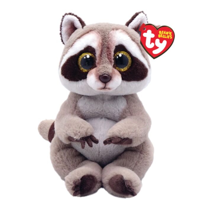 TY Beannie Bellies Petey Plush Racoon Grey 15cm