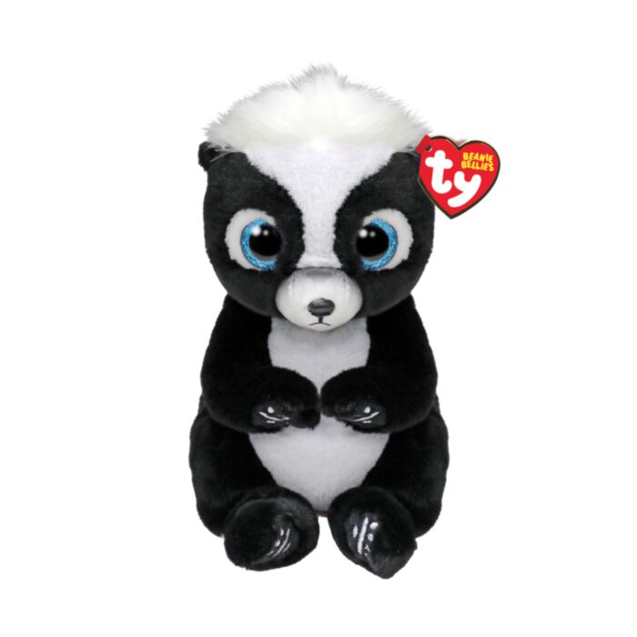 TY Beanie Bellies Rukus Plush Skunk White And Black 15cm