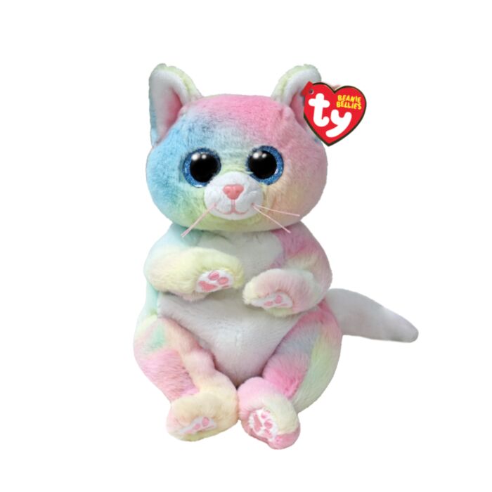 TY Beanie Bellies Jenni Plush Cat Rainbow  15cm