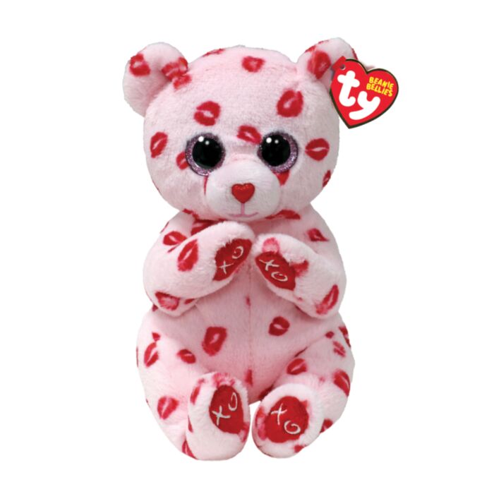 TY Beannie Bellies Valerie Plush Bear Pink 15cm