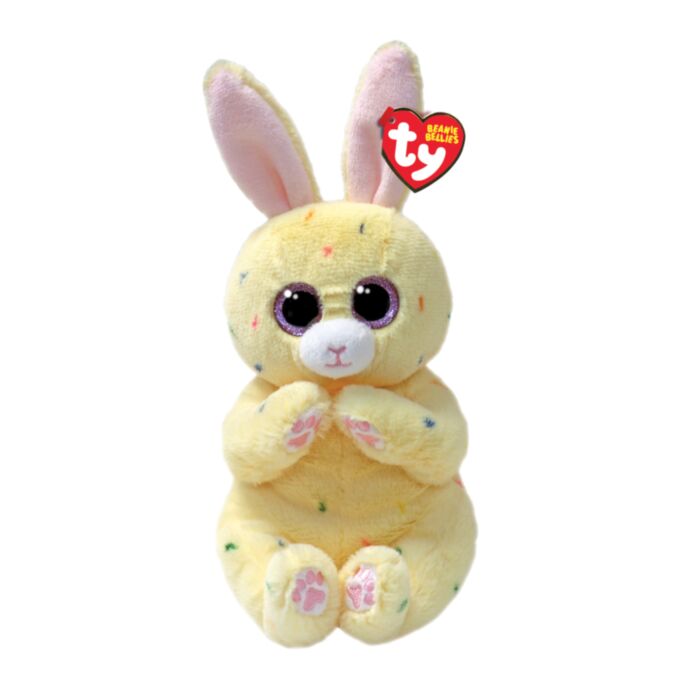 TY Beannie Bellies Cream Plush Bunny Yellow 15cm