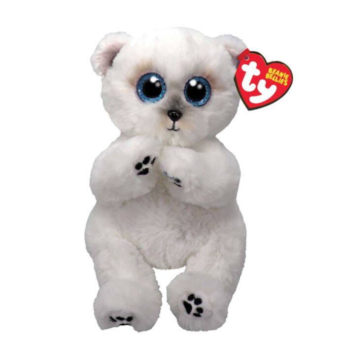 TY Beanie Bellies Wuzzy Plush Bear White 15cm