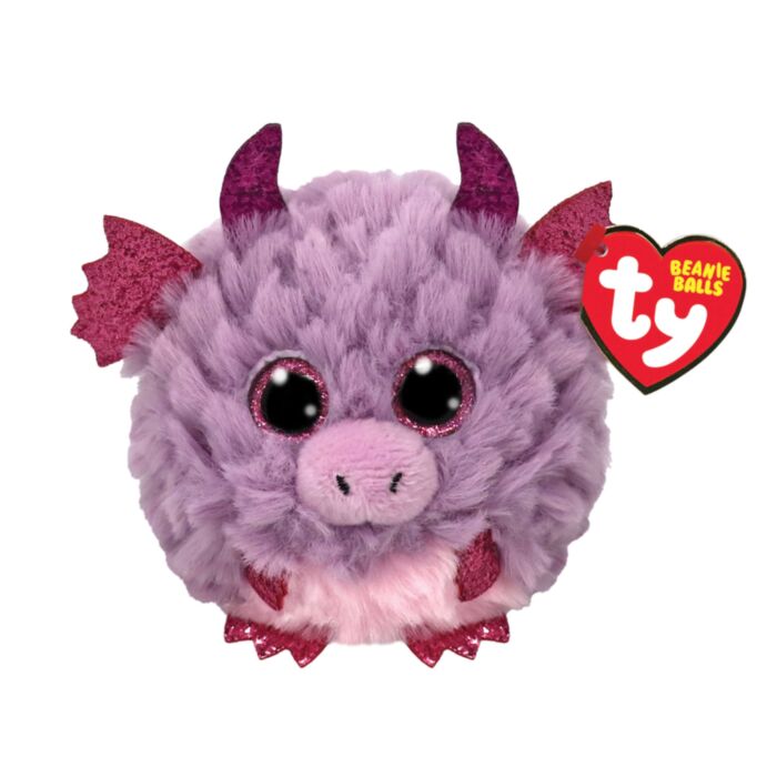 TY Beannie Balls Spark Plush Dragon Purple