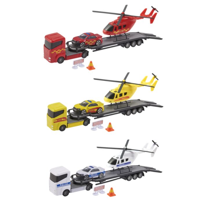 Teamsterz Emergency Heli Transporter Set with Die-Cast Vehicles For Ages 3+