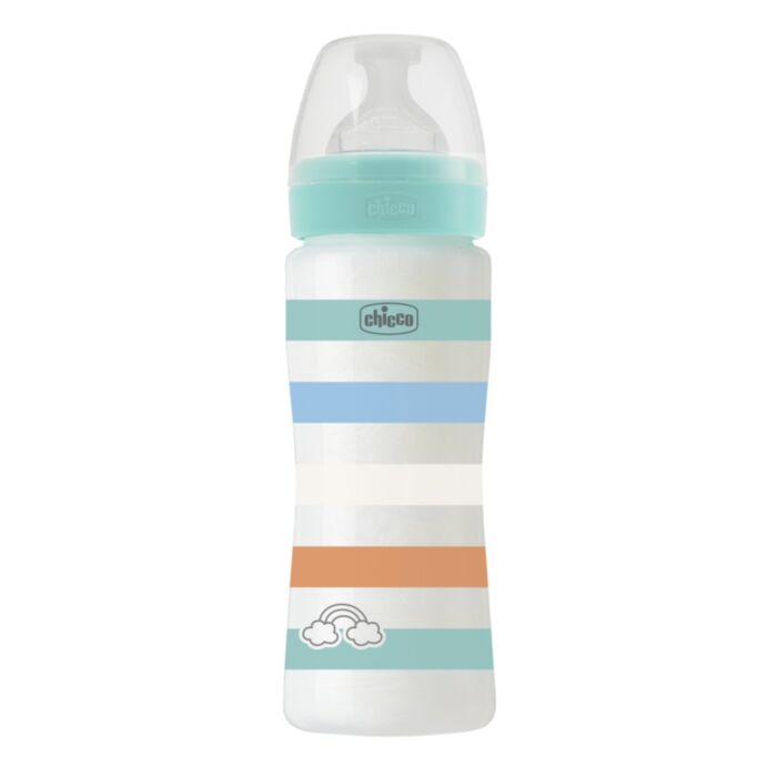 Chicco Plastic Baby Bottle Well Being Anti-Colic Blue 330ml For 4+ Months